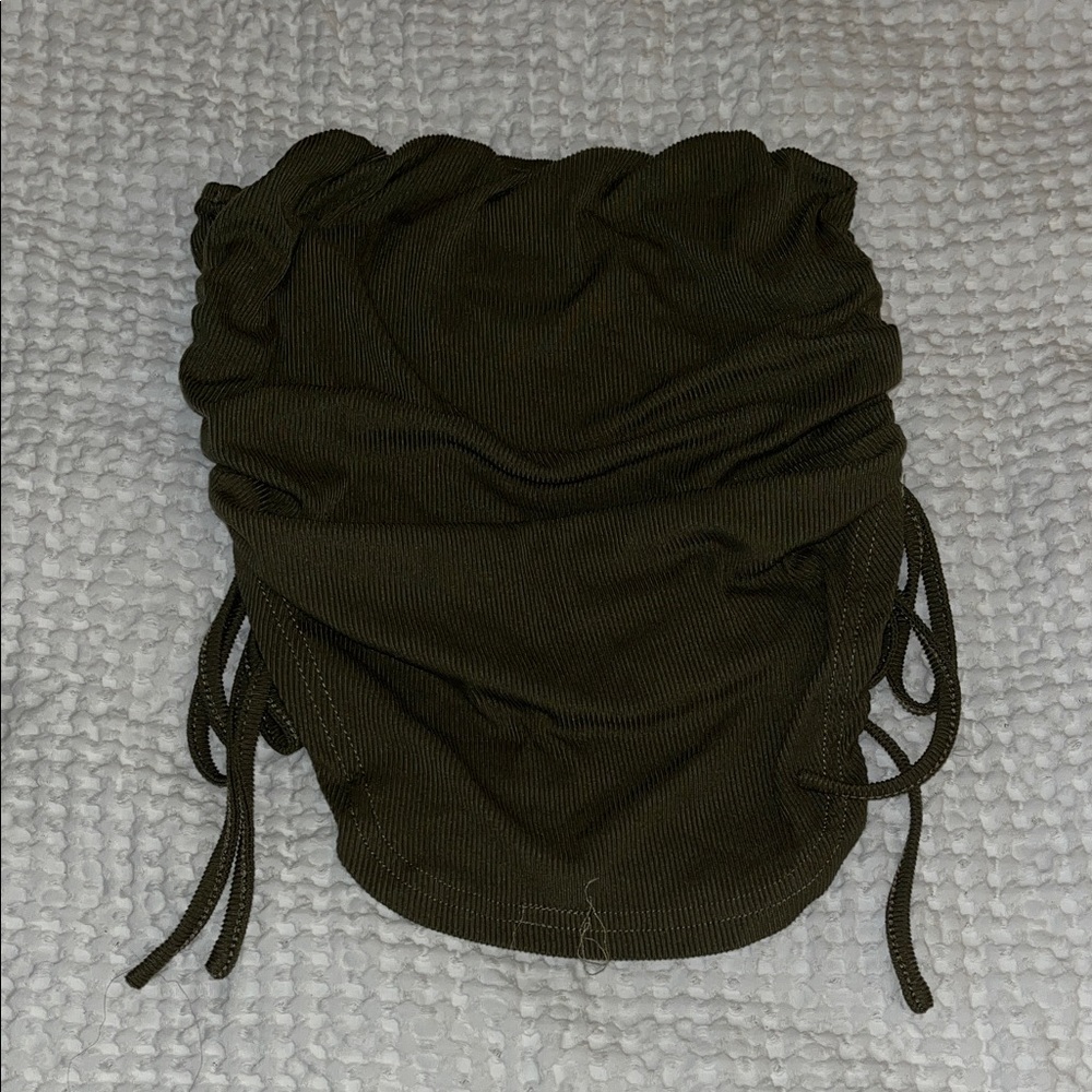 Olive Green Ruched tube top